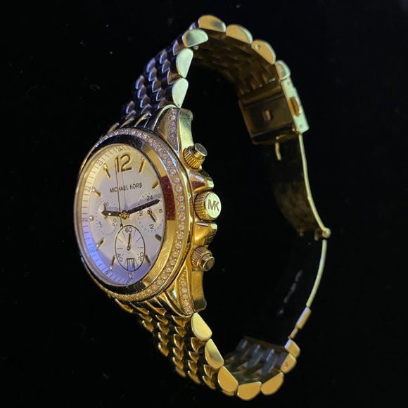 - MICHAEL KORS Pressley Chronograph White Dial Gold-tone Ladies Watch - Picture 3 of 4